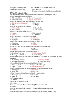 Đề thi học kì năm học 2015-2016   môn địa lí 8 thời gian 60 phút
